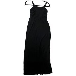 Design History Womens Maxi Dress szM Ruched Braided Straps stretch black